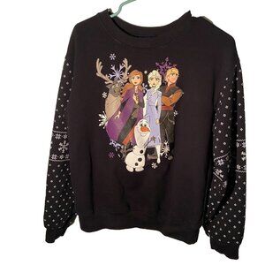 Disney Frozen 2 Holiday Sweatshirt Black Light Up ‎ Women 7-9 Size Medium
